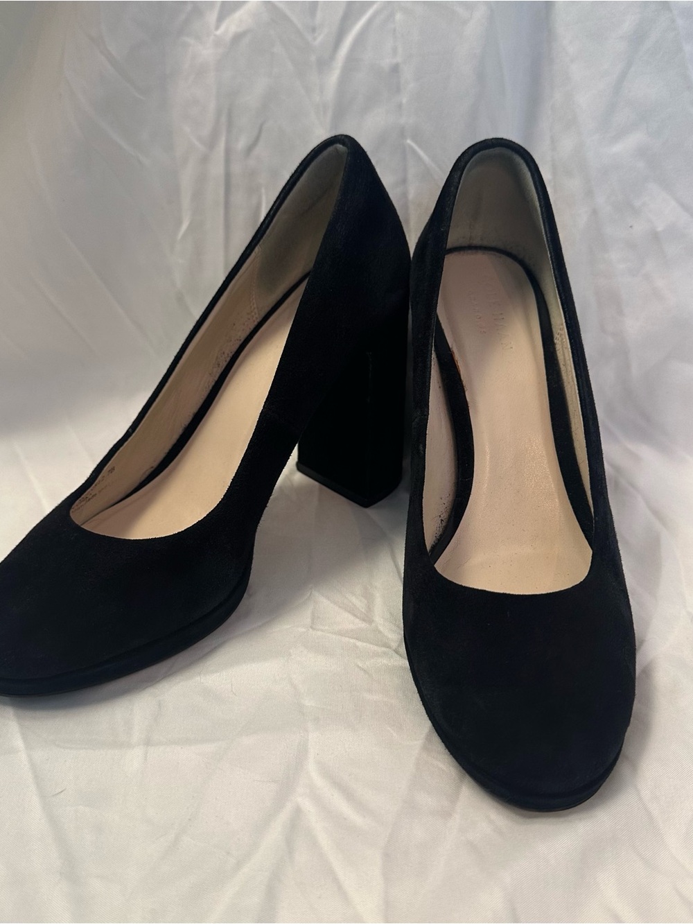 Cole Haan Black Suede Block Heel Pumps 7